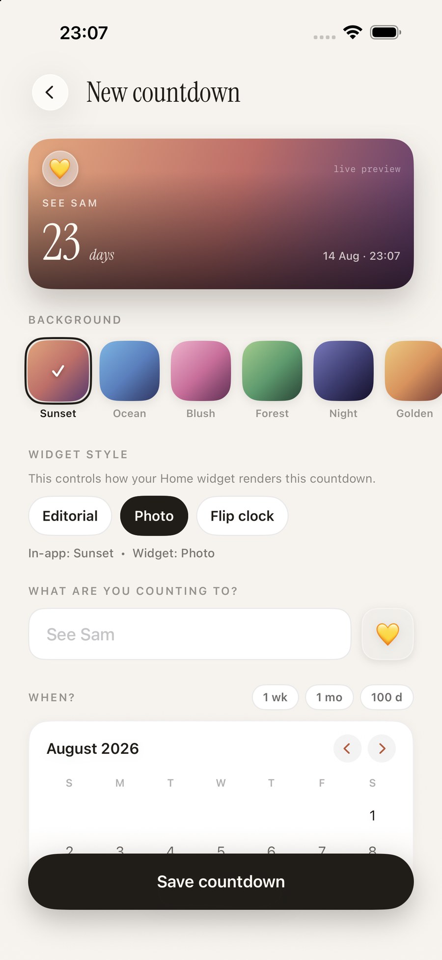 Create a countdown